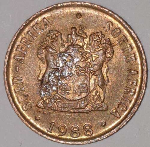 1988 - 1 CENT COIN (ONE CENT COIN) - RSA - BRONZE - KM#82 - BILINGUAL LEGEND - SPARROWS